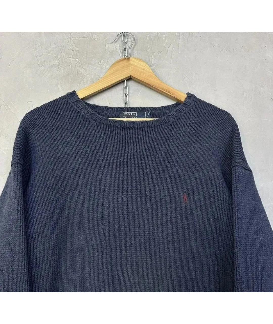POLO RALPH LAUREN Темно-синий хлопковый джемпер / свитер, фото 2