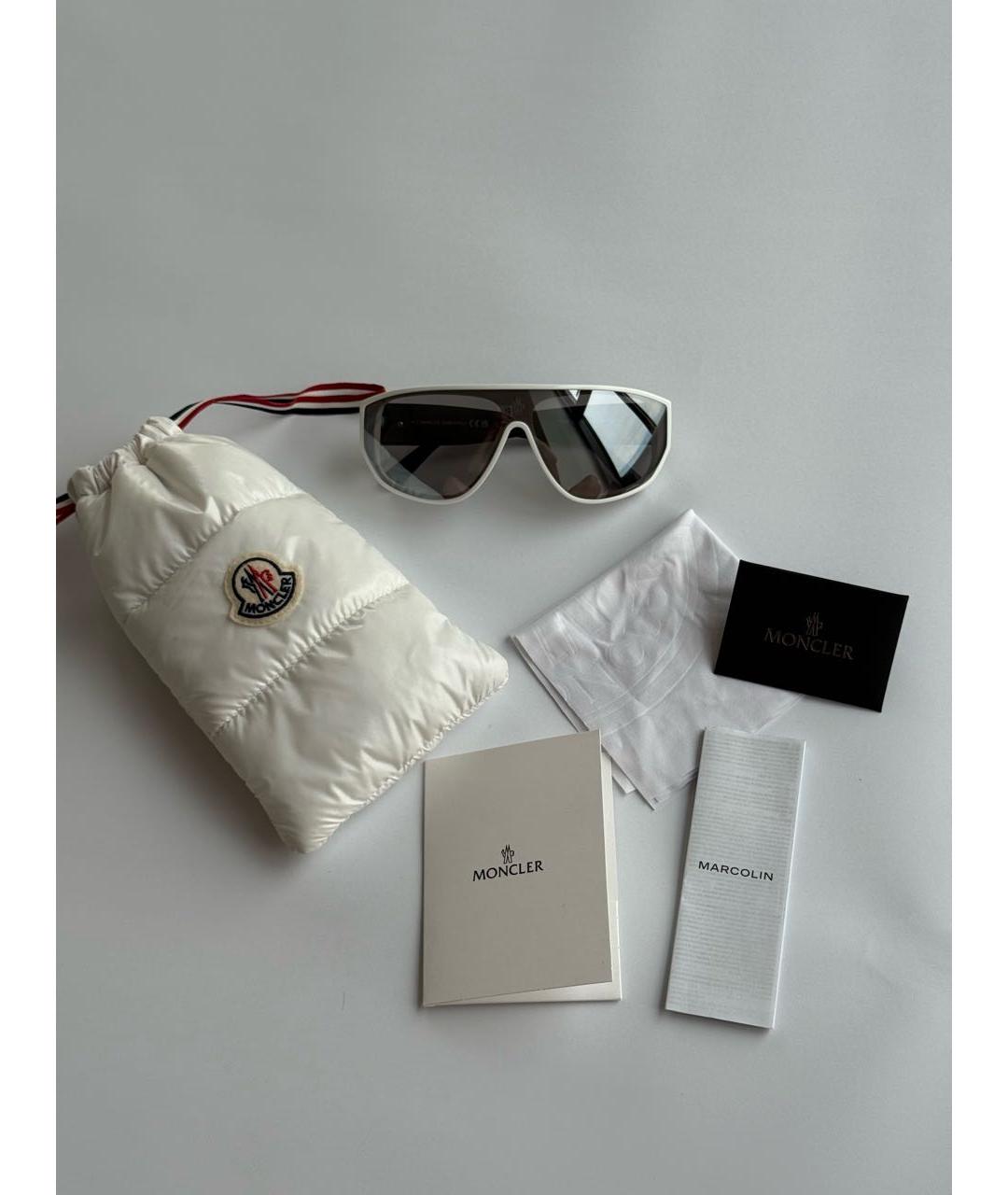 MONCLER Белые пластиковые солнцезащитные очки, фото 6