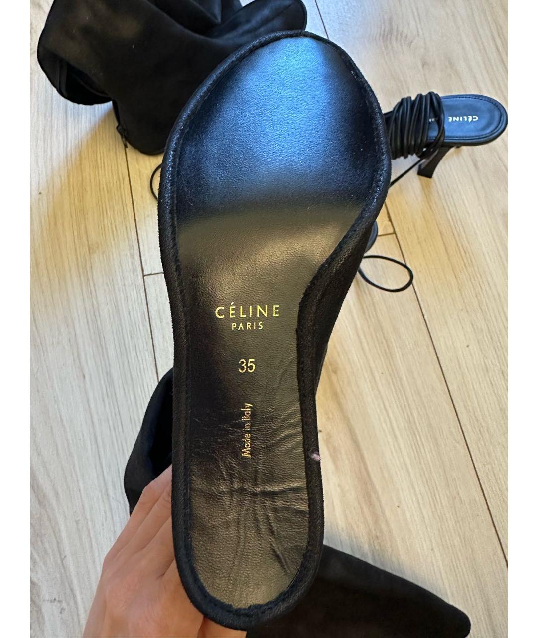 CELINE Черные кожаные ботфорты, фото 3