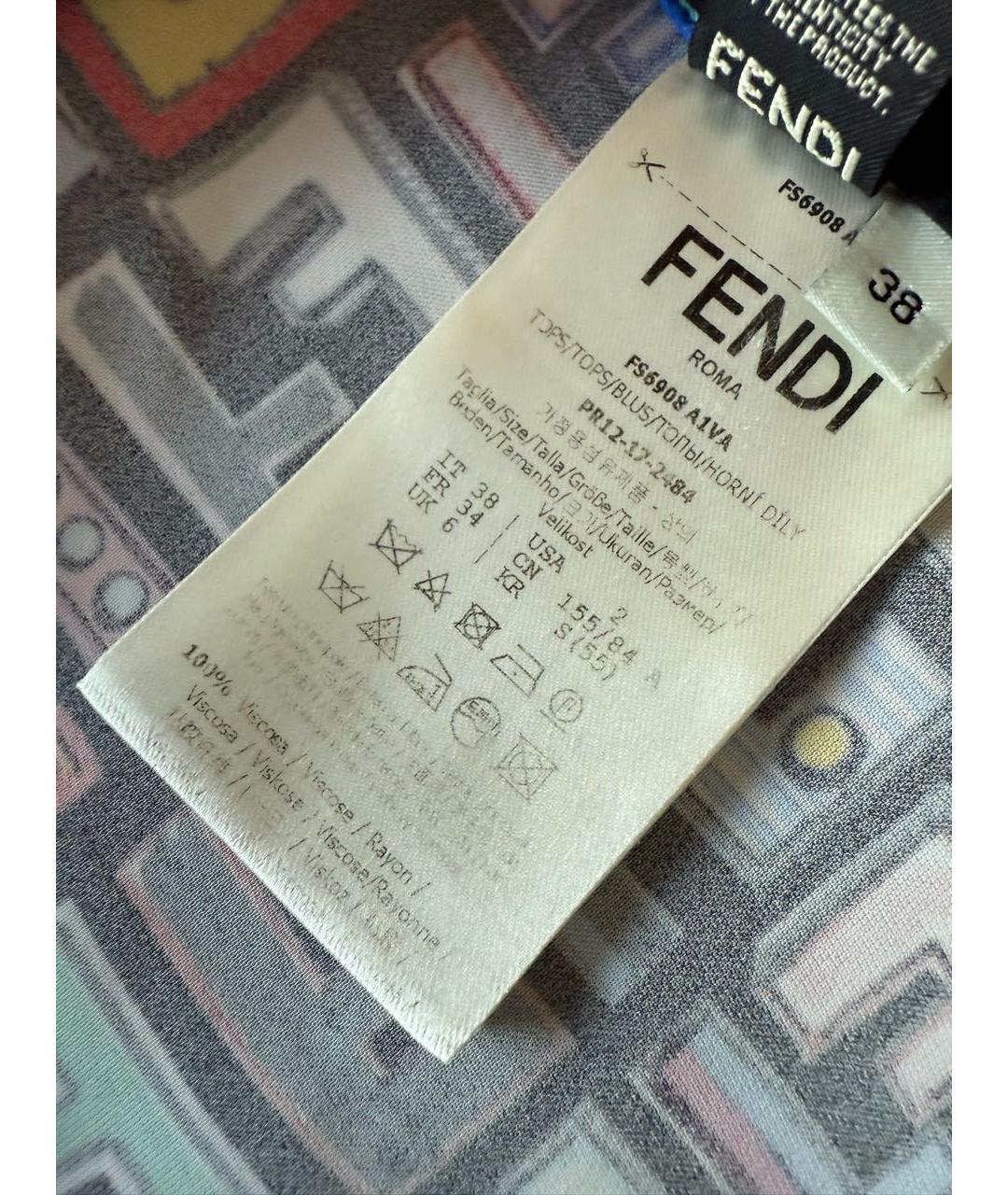 FENDI Мульти вискозная футболка, фото 6
