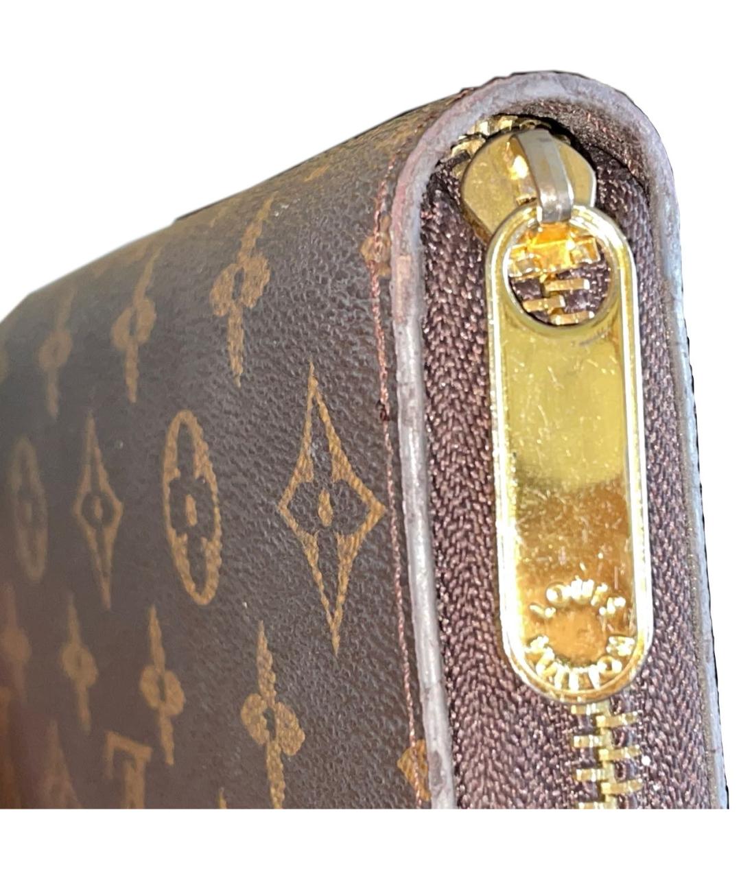 LOUIS VUITTON Коричневый кожаный кошелек, фото 3