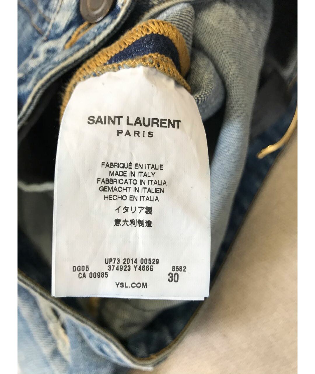 SAINT LAURENT Синие хлопковые джинсы слим, фото 6
