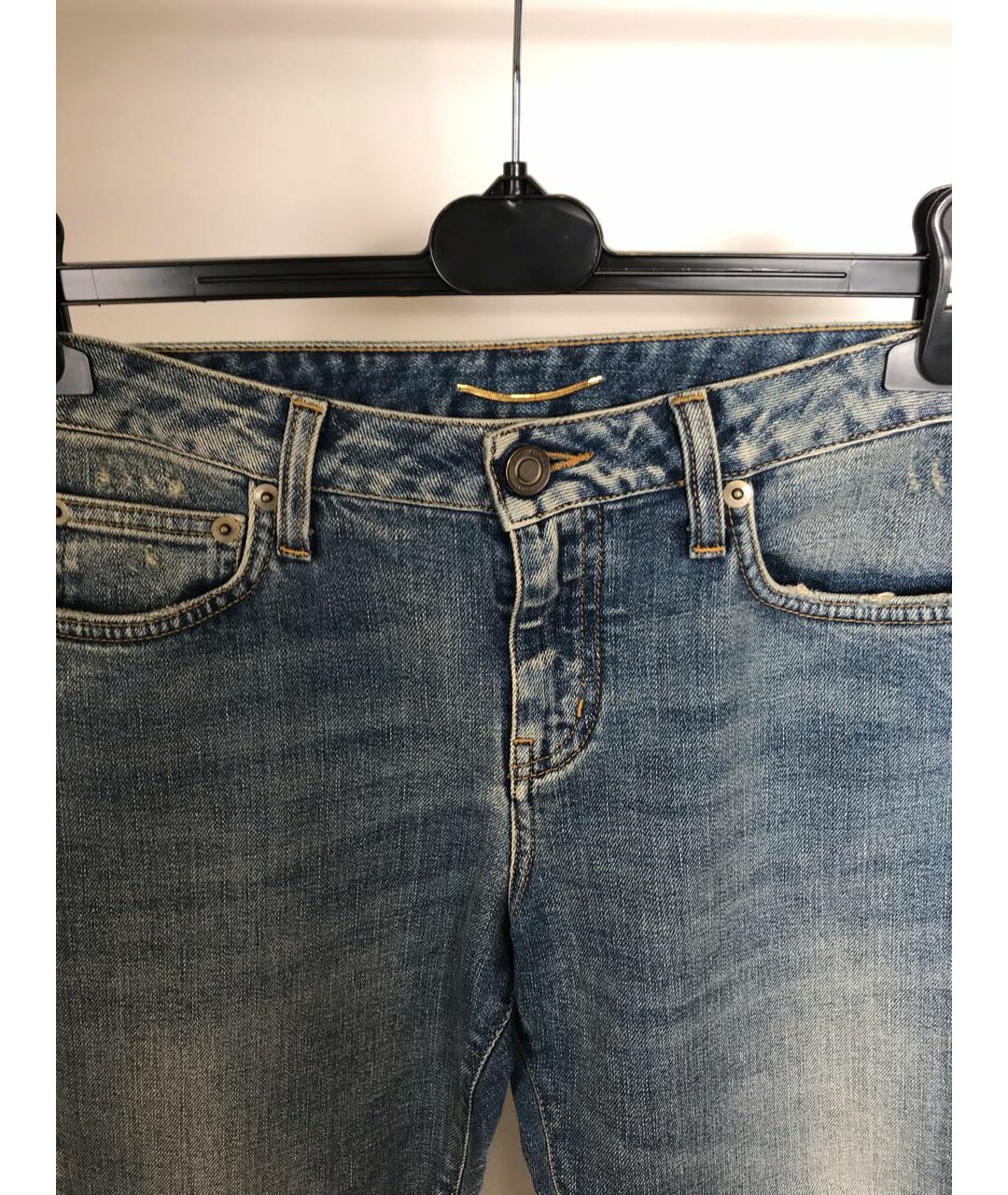 SAINT LAURENT Синие хлопковые джинсы слим, фото 3