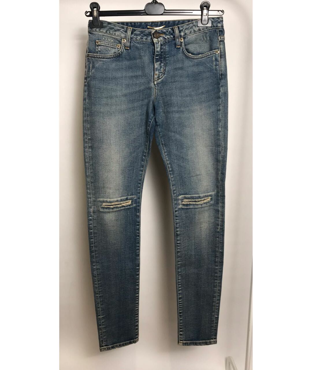 SAINT LAURENT Синие хлопковые джинсы слим, фото 7