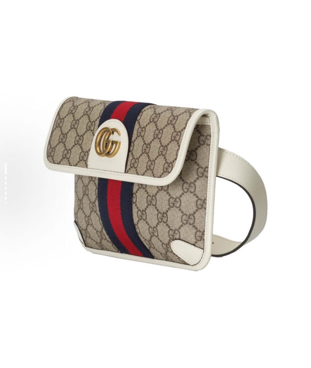 GUCCI Бежевая тканевая поясная сумка, фото 2