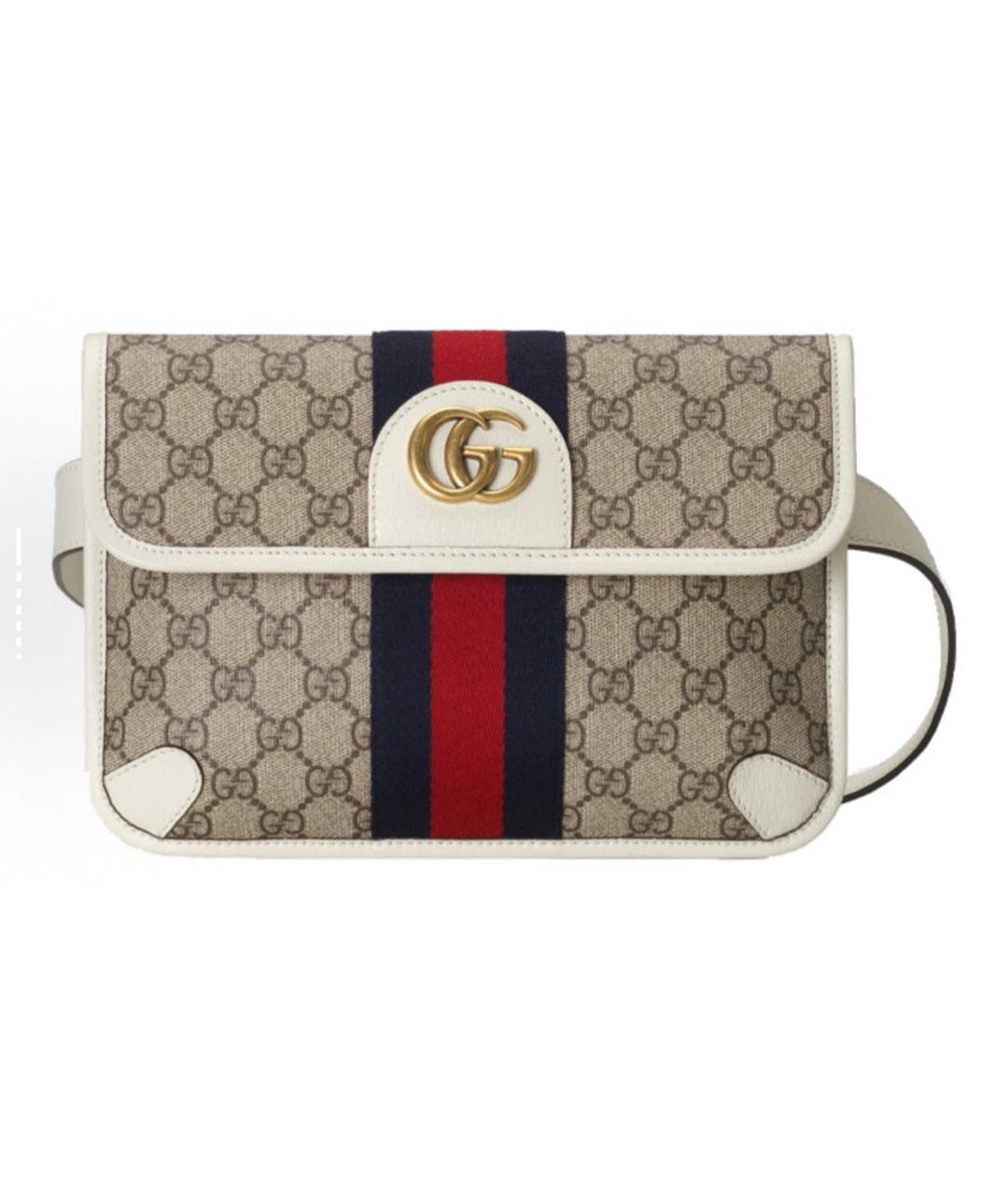 GUCCI Бежевая тканевая поясная сумка, фото 8