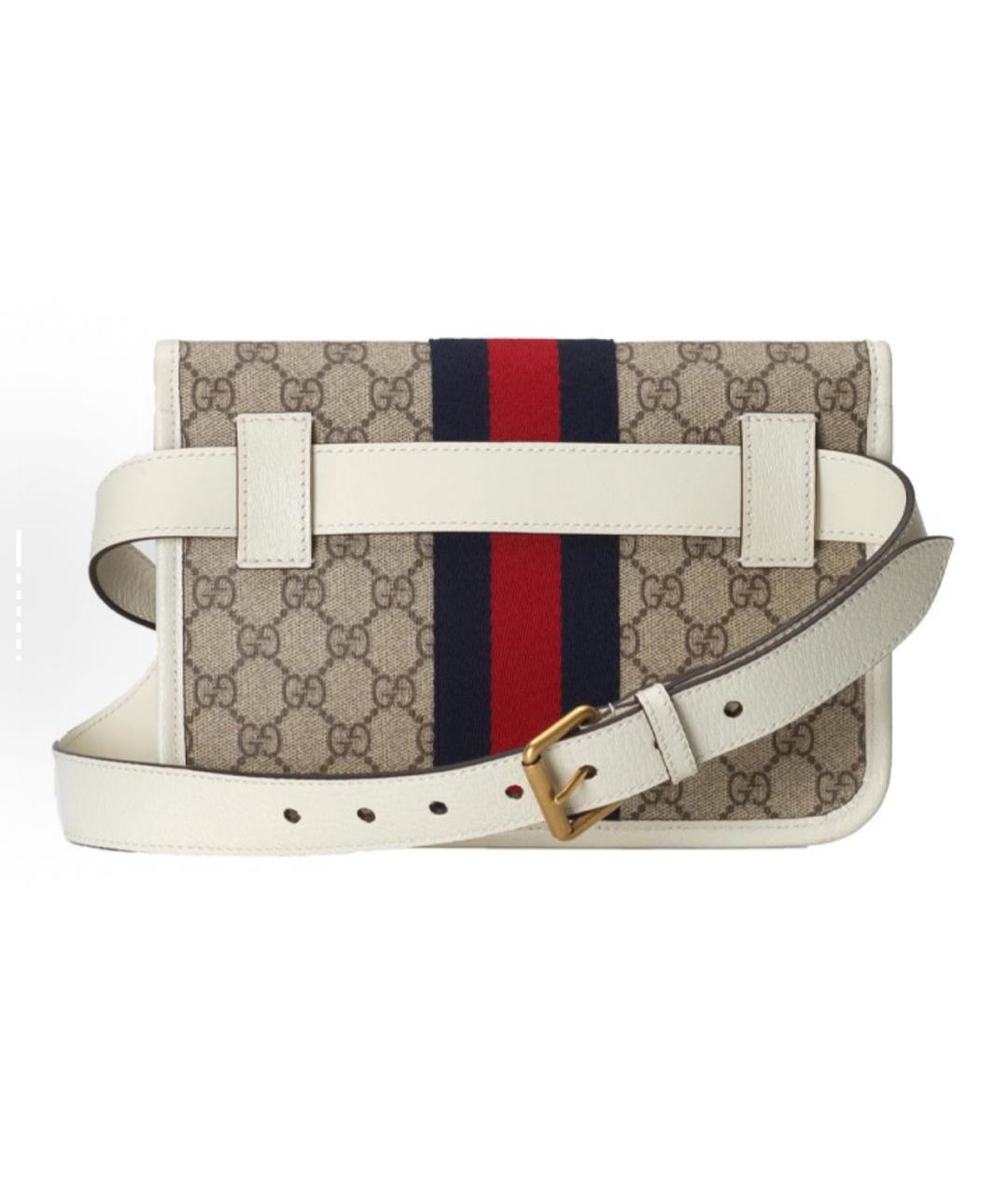 GUCCI Бежевая тканевая поясная сумка, фото 3