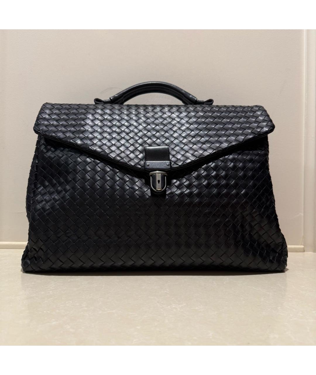 BOTTEGA VENETA Черный кожаный портфель, фото 8