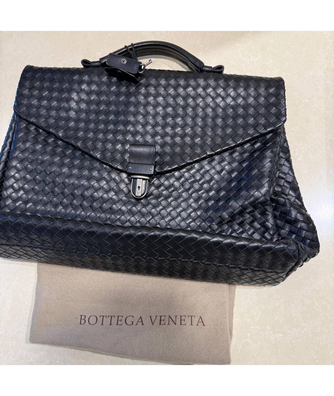 BOTTEGA VENETA Черный кожаный портфель, фото 8