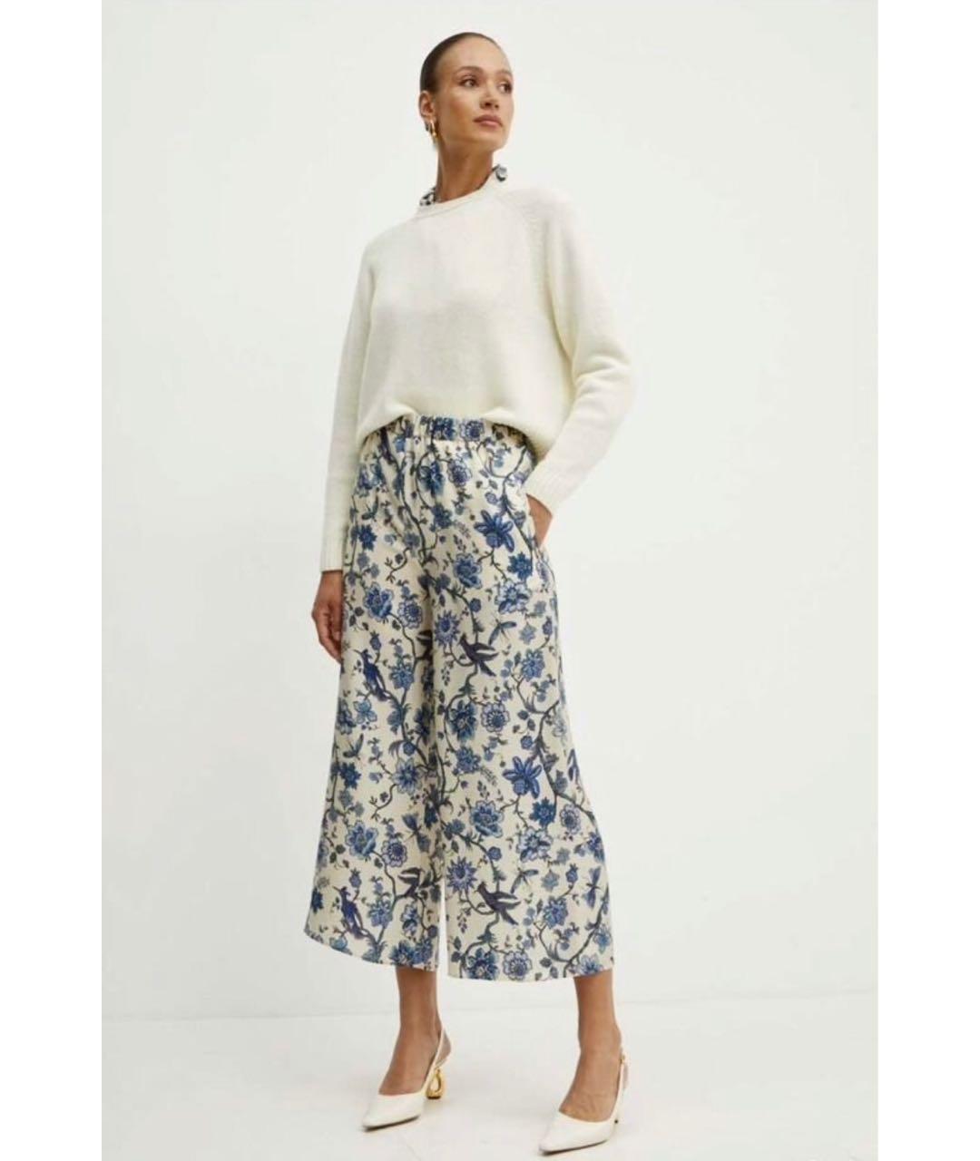 MAX MARA Белые шелковые брюки широкие, фото 7