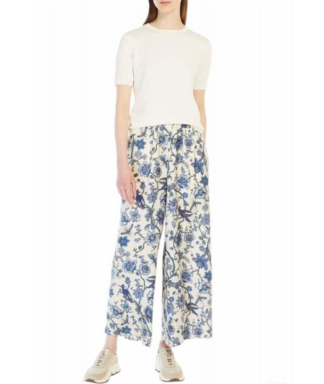 MAX MARA Белые шелковые брюки широкие, фото 6