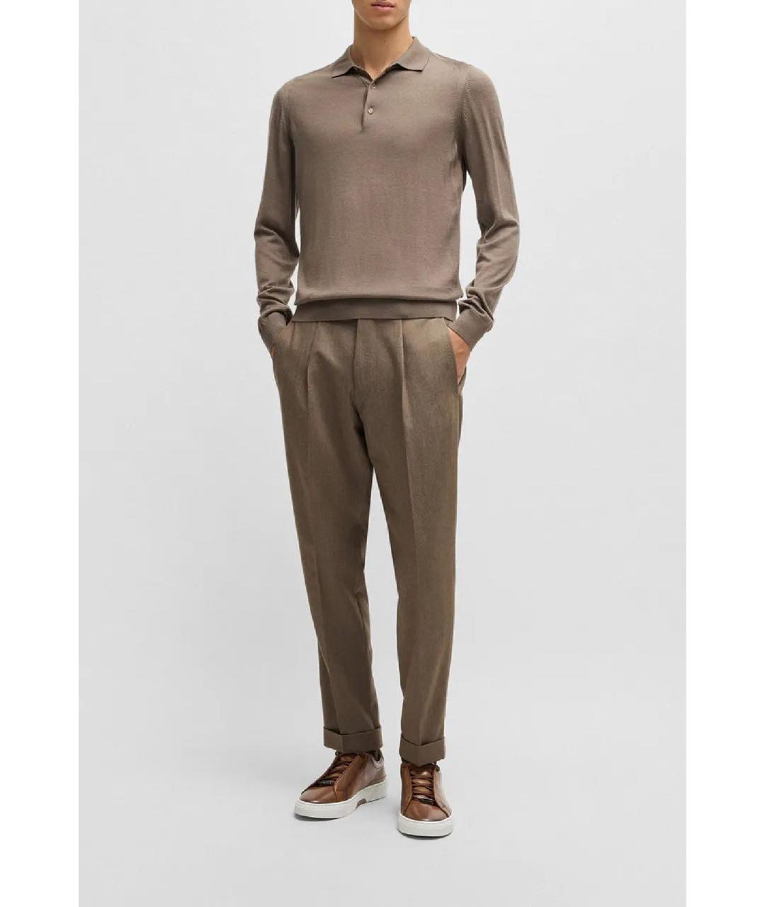 HUGO BOSS Коричневые кожаные низкие кроссовки / кеды, фото 5