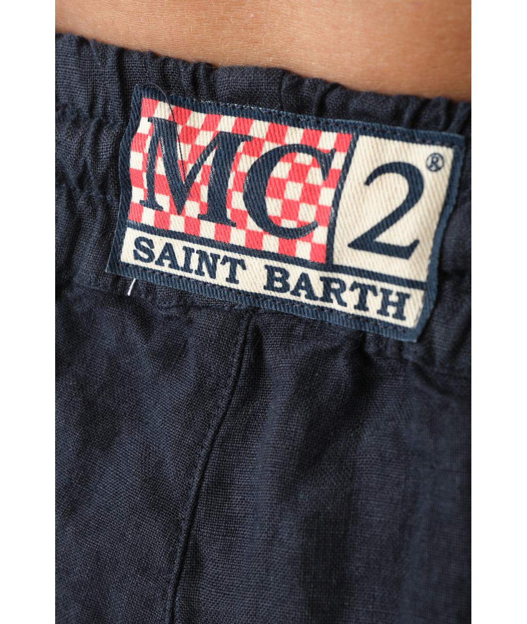 MC2 SAINT BARTH Темно-синие льняные классические брюки, фото 4