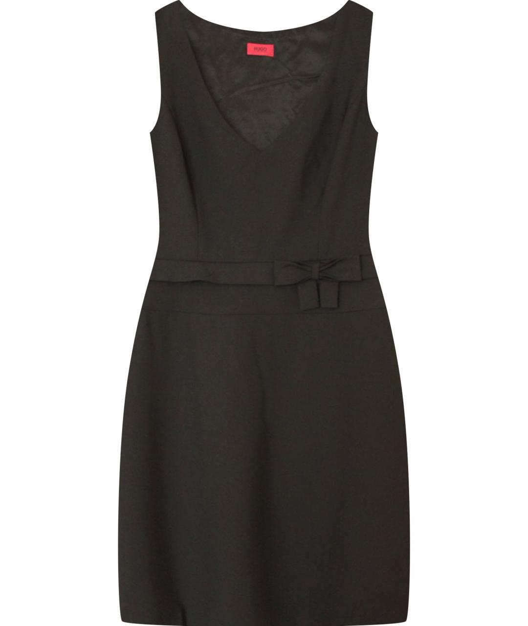 HUGO BOSS Черное шерстяное коктейльное платье, фото 1