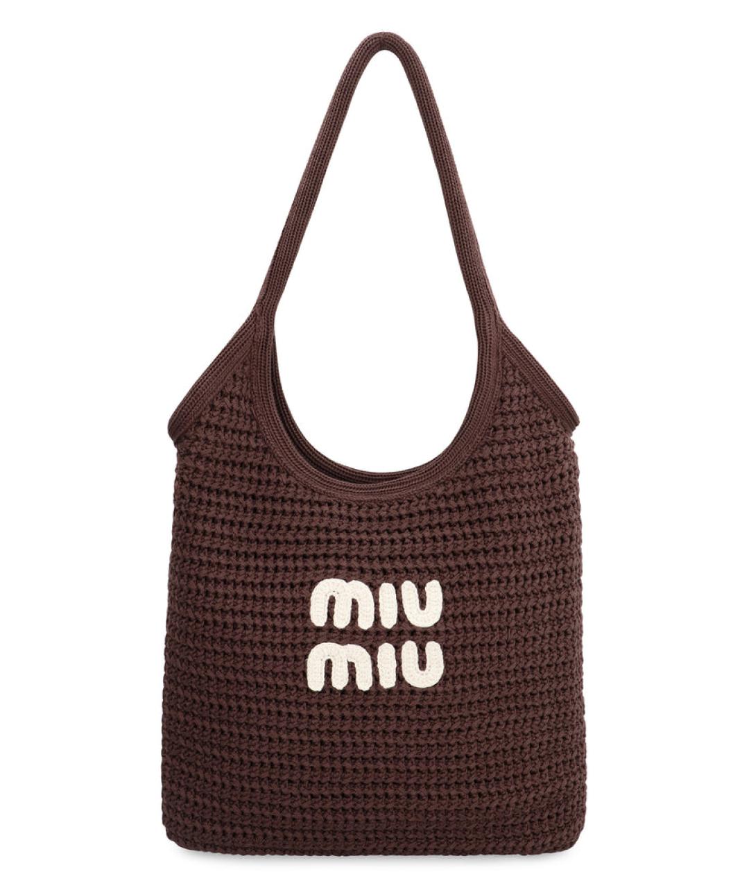 MIU MIU Коричневая хлопковая сумка с короткими ручками, фото 1