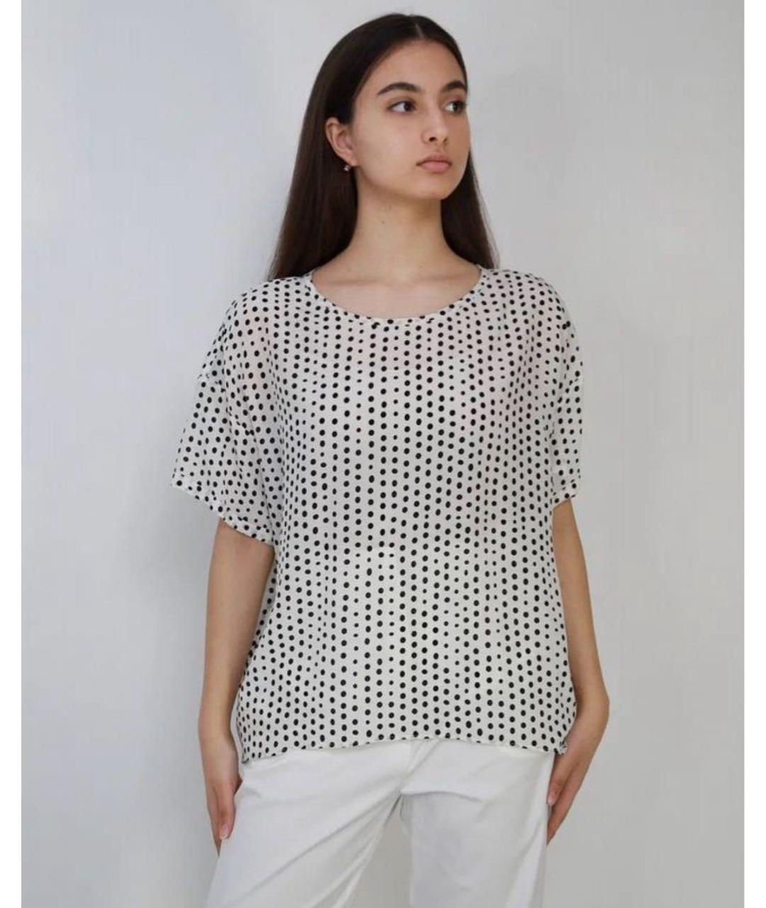 MAX MARA Белая шелковая блузы, фото 9