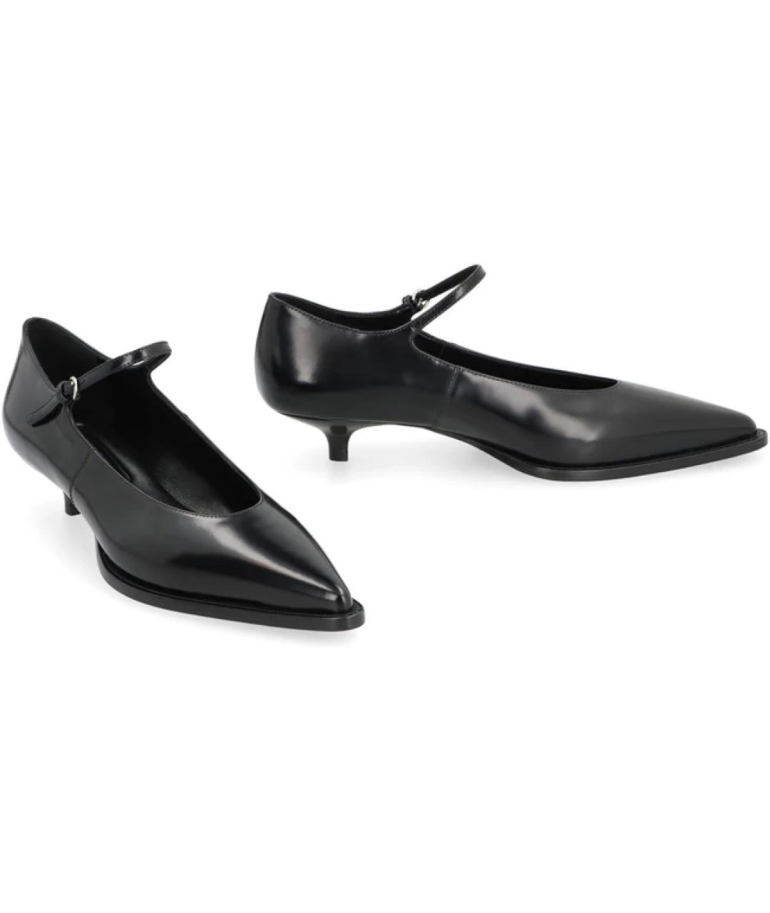 MIU MIU Черные кожаные лодочки на низком каблуке, фото 2