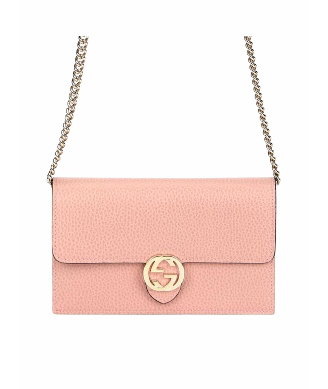 GUCCI Коралловая кожаная сумка через плечо, фото 1