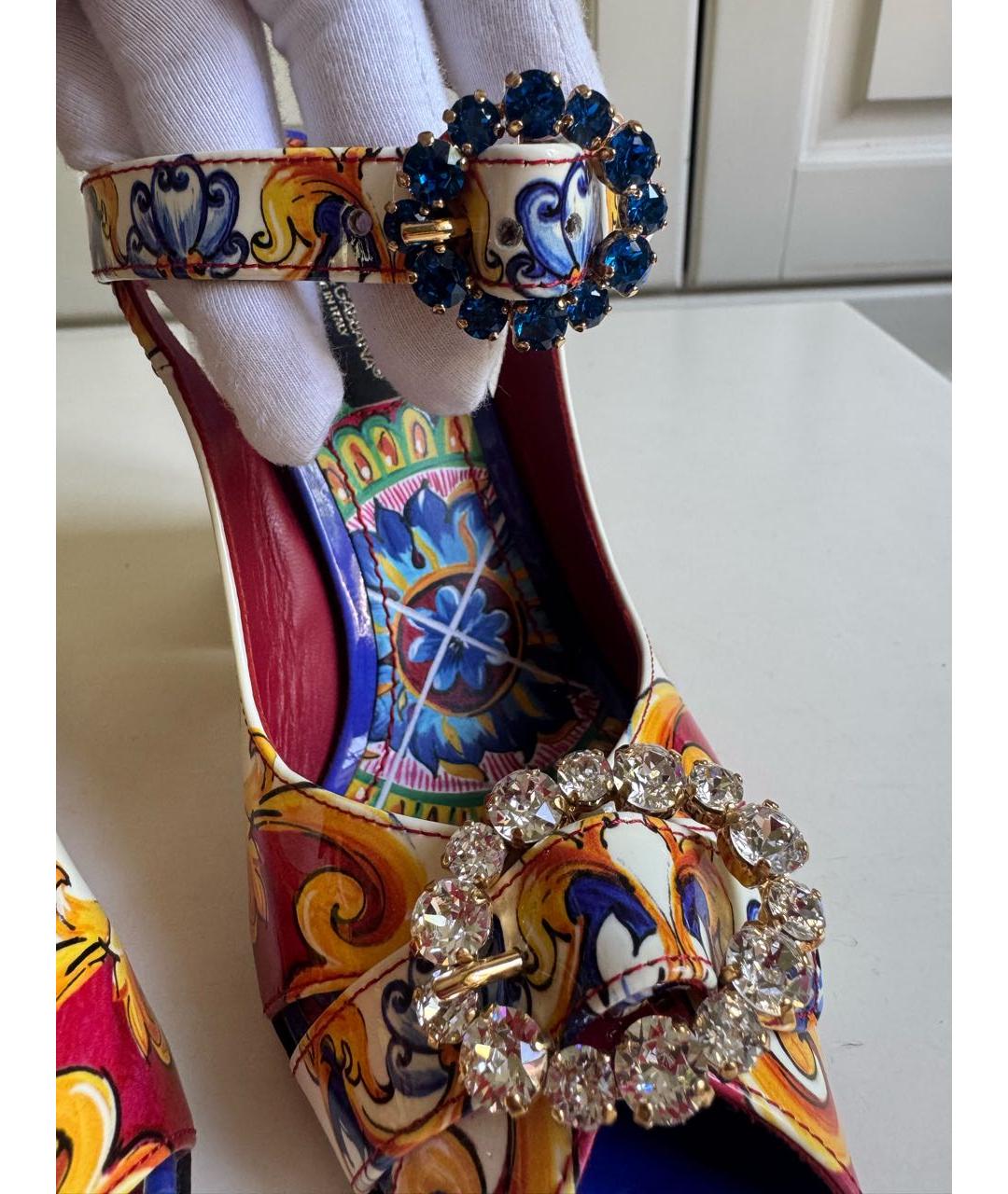 DOLCE&GABBANA Мульти босоножки из лакированной кожи, фото 6