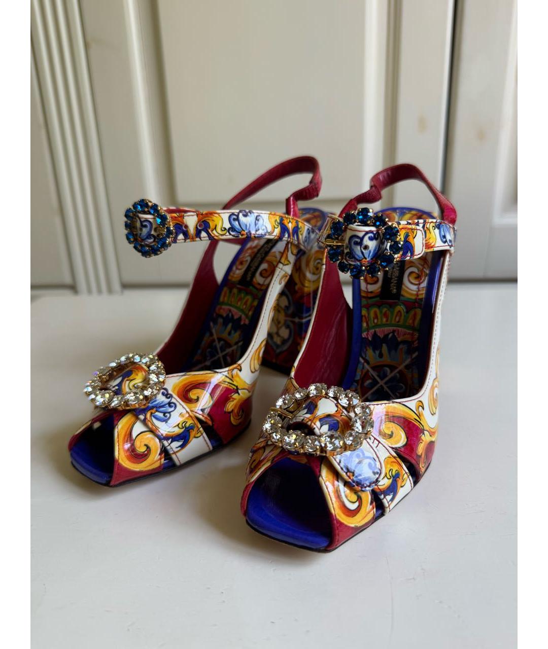 DOLCE&GABBANA Мульти босоножки из лакированной кожи, фото 2