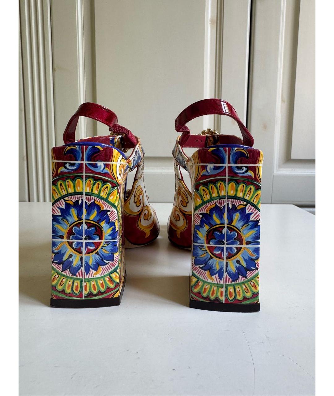 DOLCE&GABBANA Мульти босоножки из лакированной кожи, фото 4