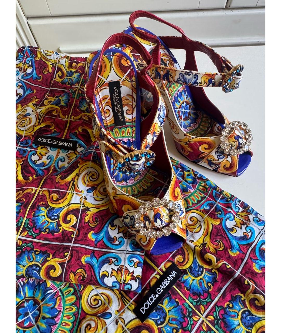 DOLCE&GABBANA Мульти босоножки из лакированной кожи, фото 8