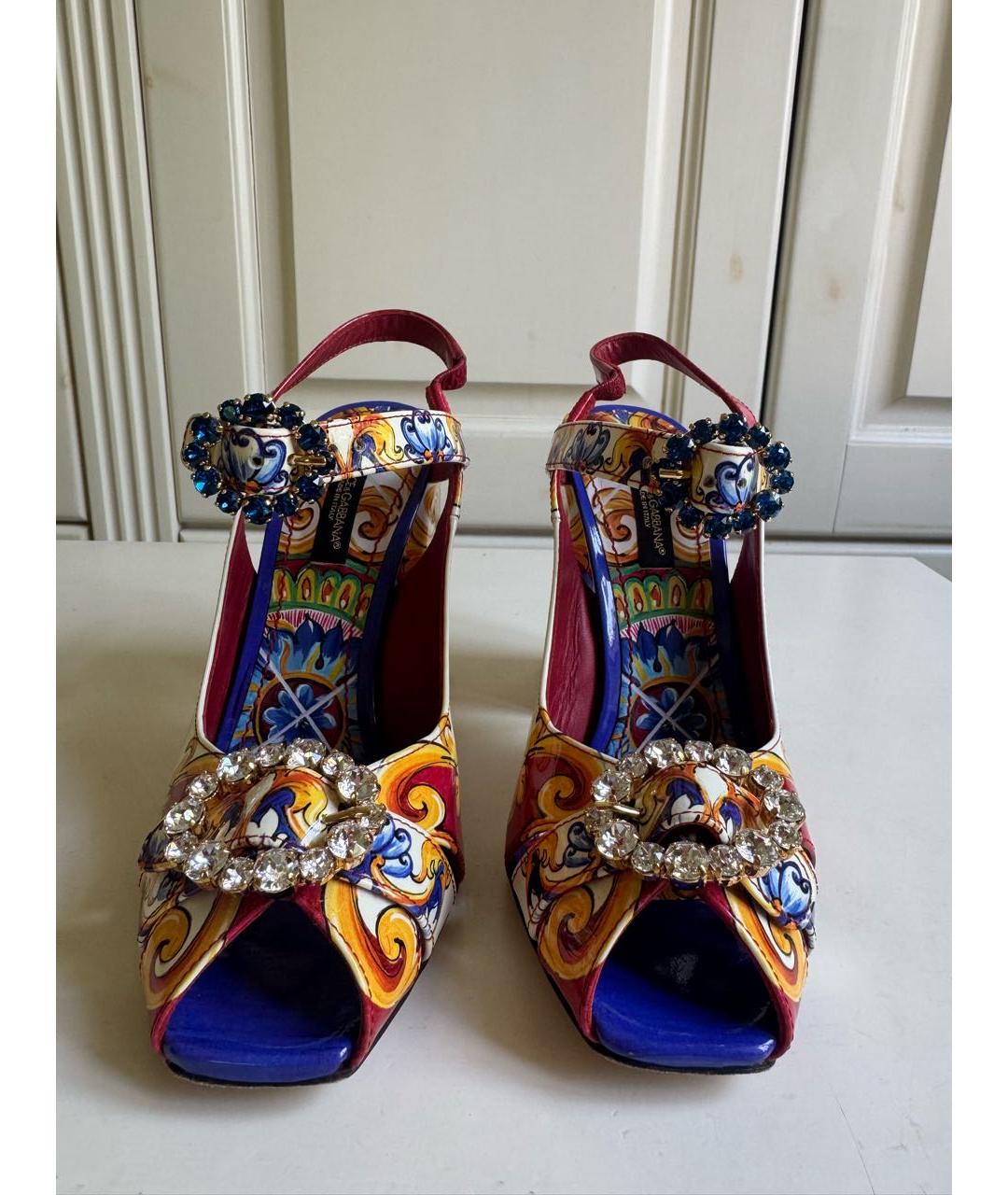DOLCE&GABBANA Мульти босоножки из лакированной кожи, фото 3