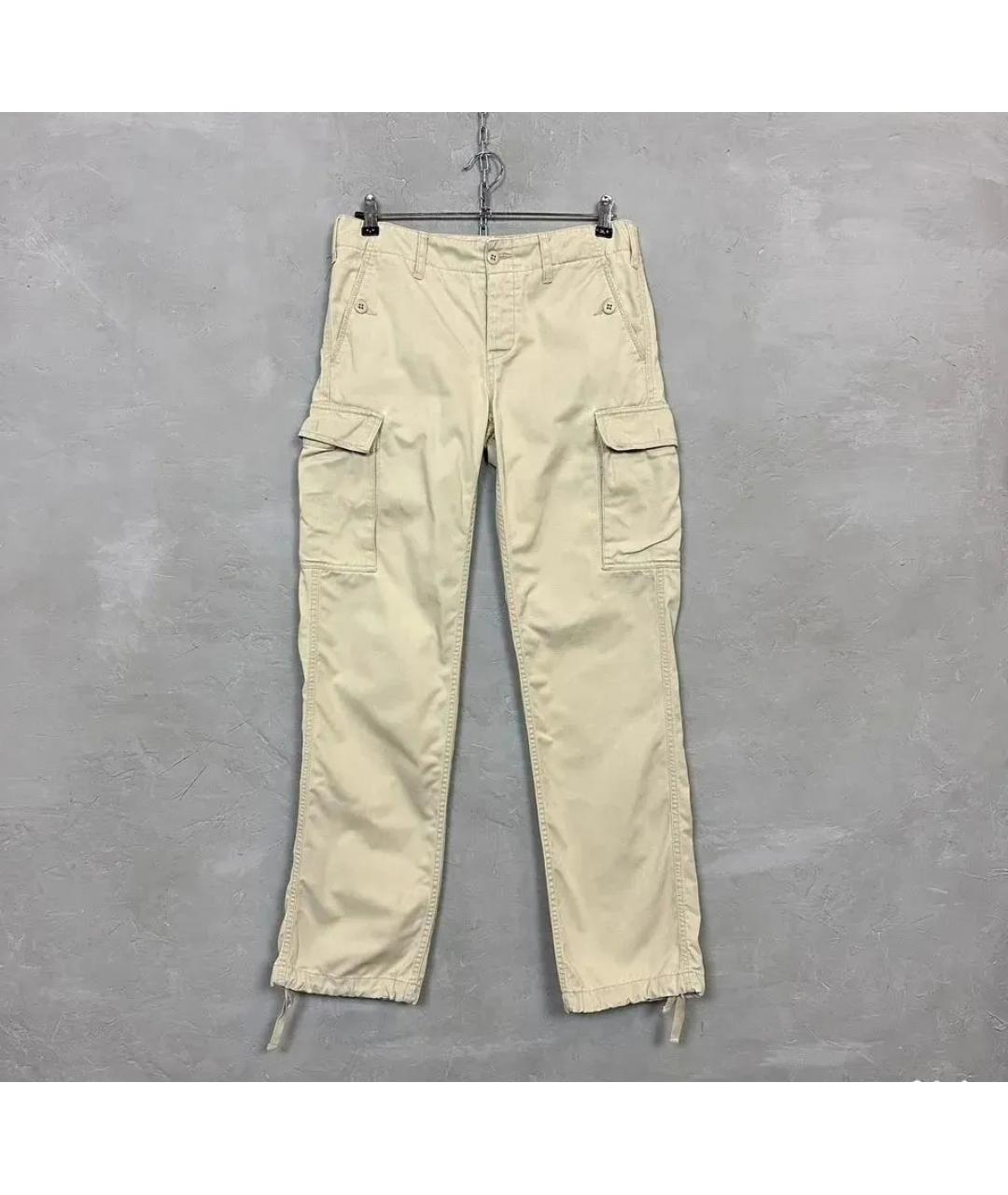 RALPH LAUREN Бежевые хлопковые прямые брюки, фото 10