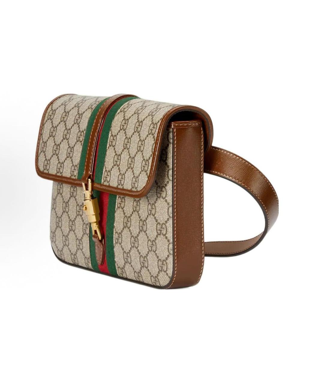 GUCCI Бежевая тканевая поясная сумка, фото 2