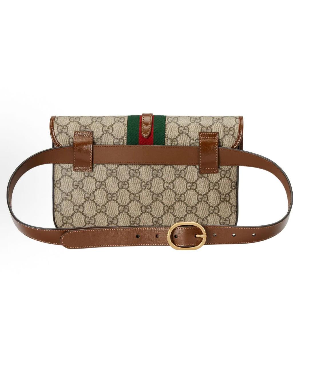GUCCI Бежевая тканевая поясная сумка, фото 3