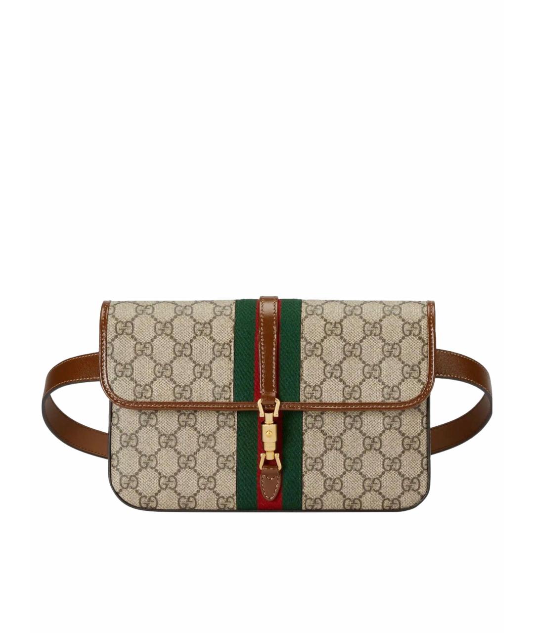 GUCCI Бежевая тканевая поясная сумка, фото 1