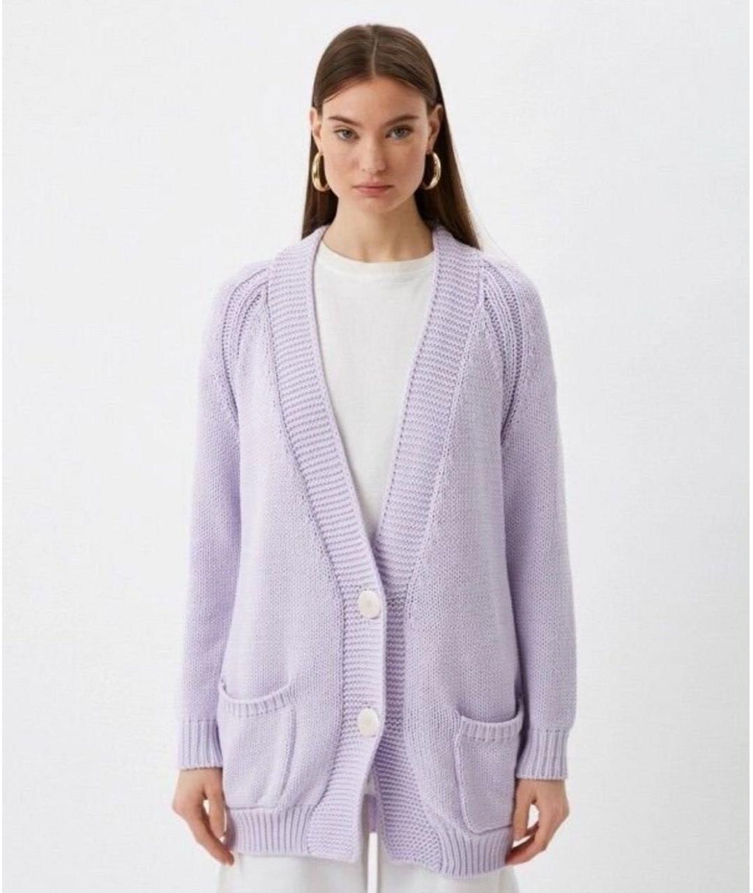 MAX MARA Фиолетовый хлопковый кардиган, фото 8