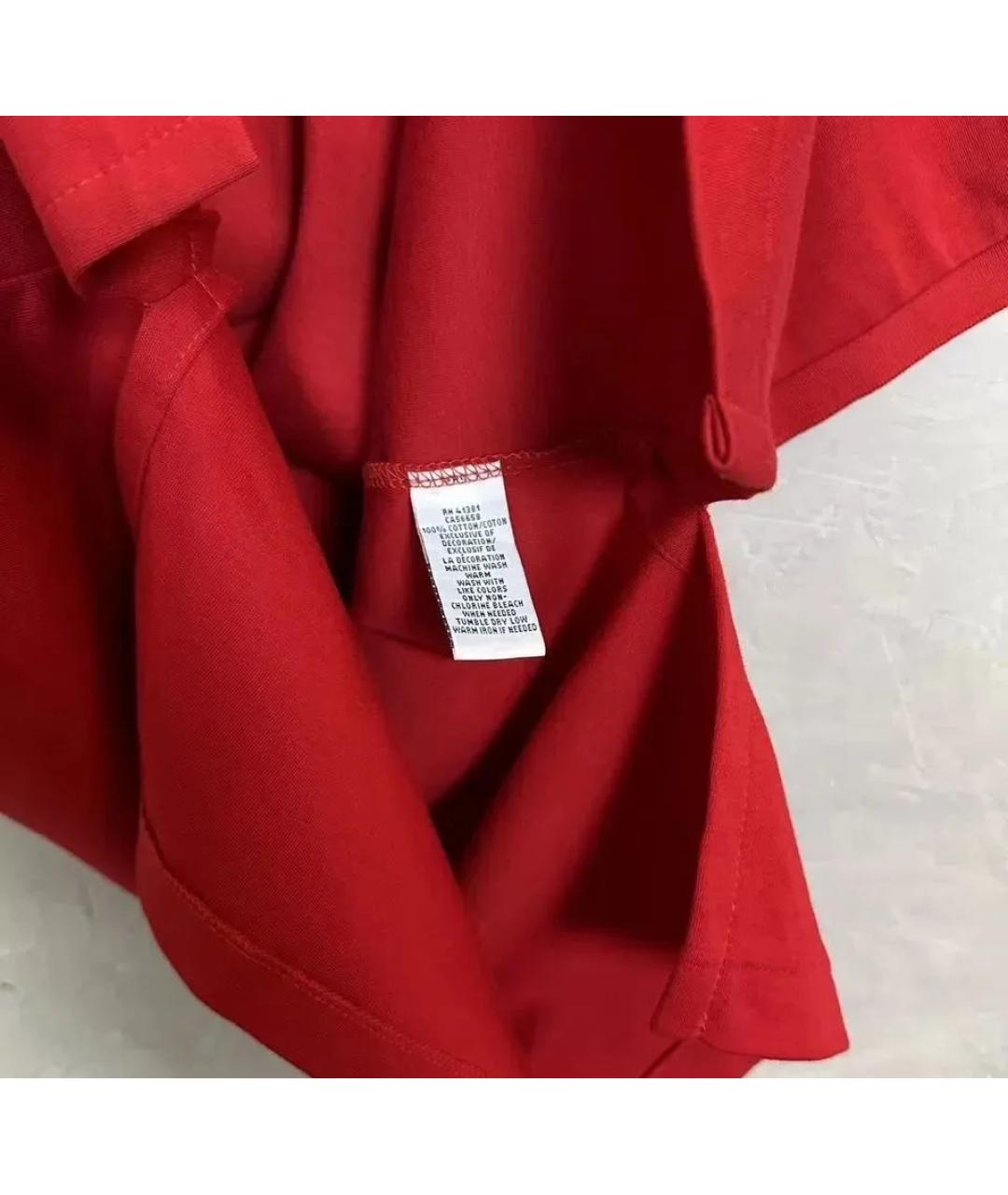 POLO RALPH LAUREN Красное хлопковое поло с коротким рукавом, фото 7