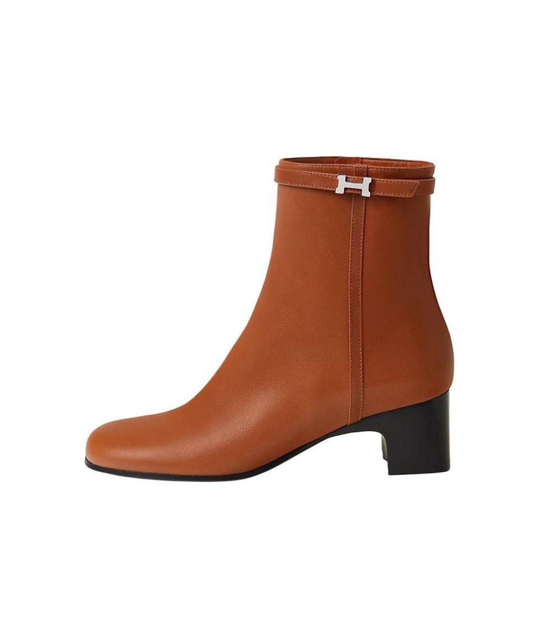 HERMES Коричневые кожаные ботильоны, фото 2