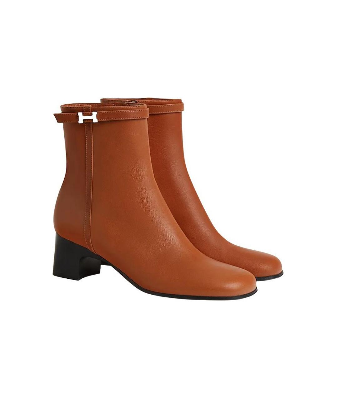 HERMES Коричневые кожаные ботильоны, фото 3