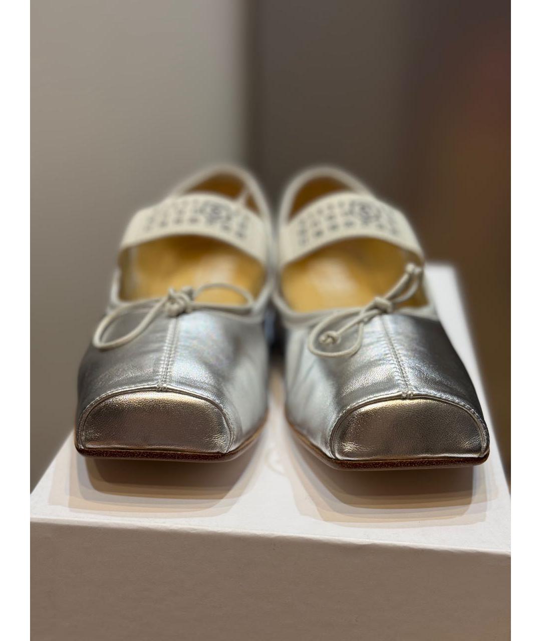 MM6 MAISON MARGIELA Серебряные кожаные балетки, фото 2