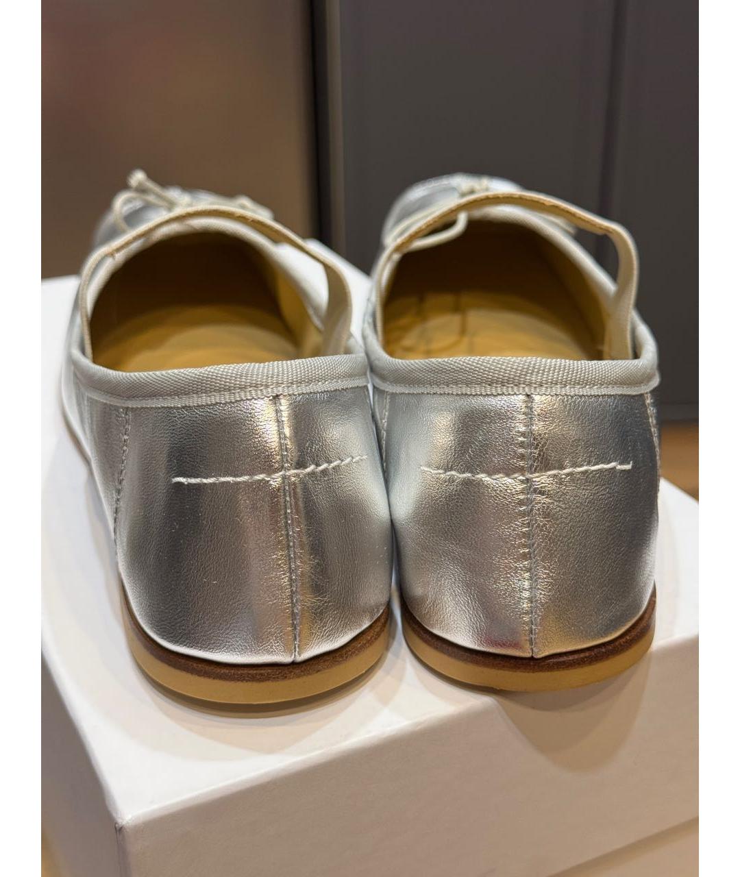 MM6 MAISON MARGIELA Серебряные кожаные балетки, фото 4