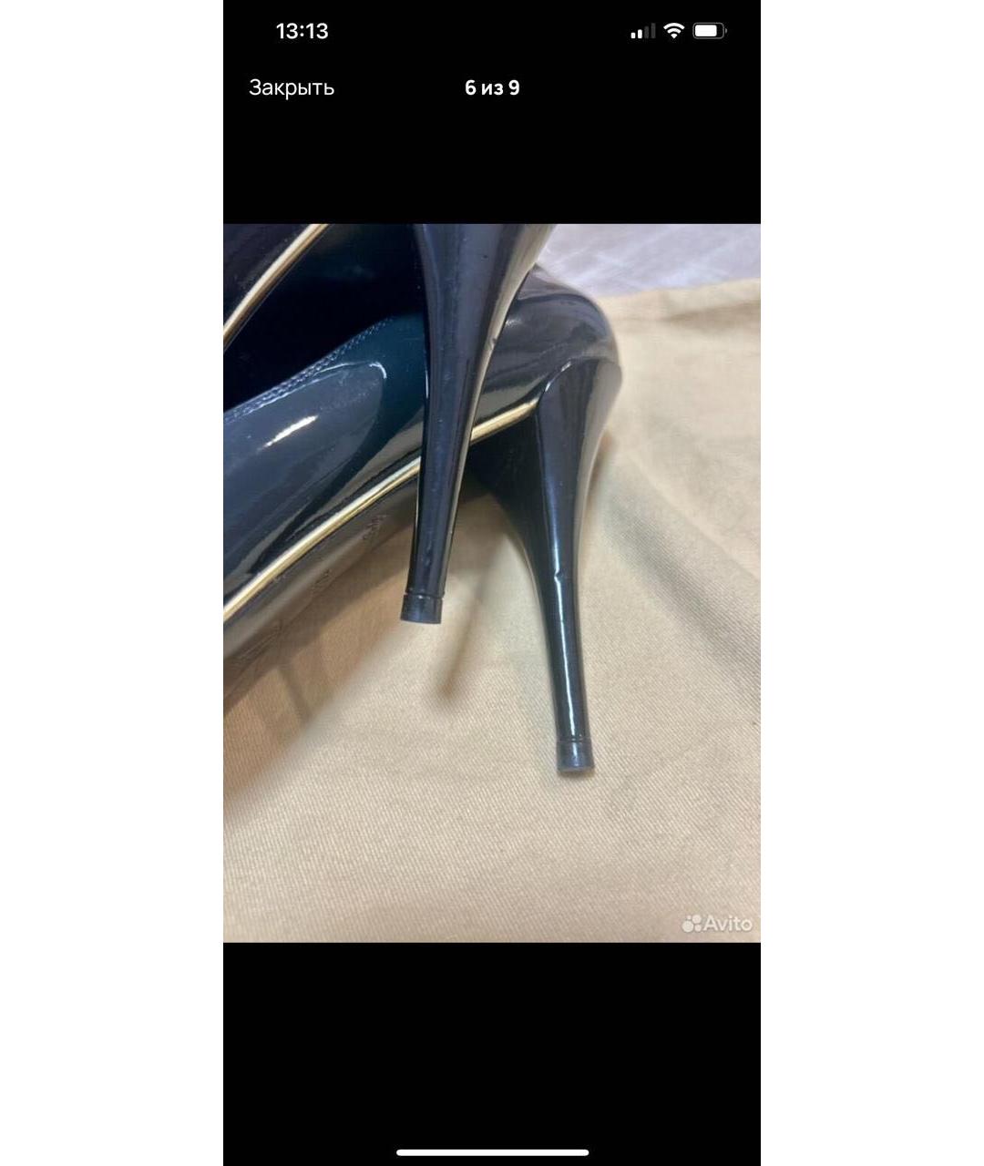 LOUIS VUITTON Зеленые туфли из лакированной кожи, фото 8