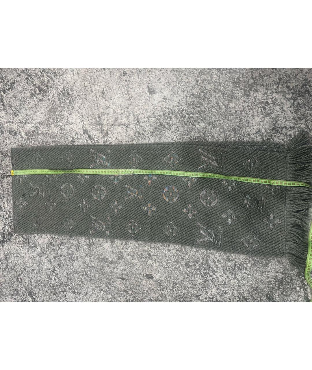 LOUIS VUITTON Серый шерстяной шарф, фото 4