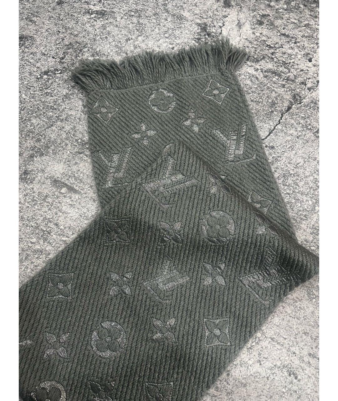 LOUIS VUITTON Серый шерстяной шарф, фото 2