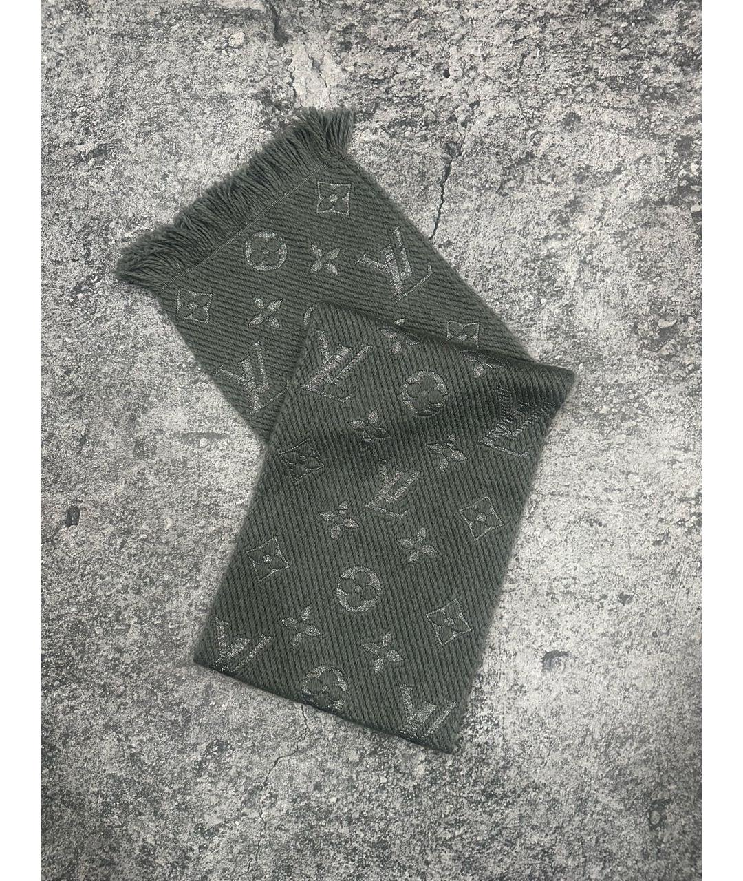 LOUIS VUITTON Серый шерстяной шарф, фото 5