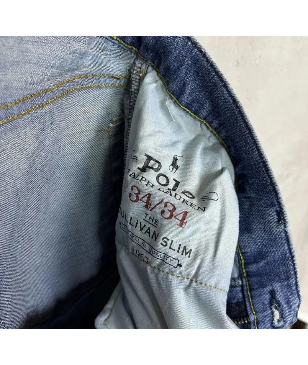 POLO RALPH LAUREN Синие хлопко-эластановые джинсы скинни, фото 9