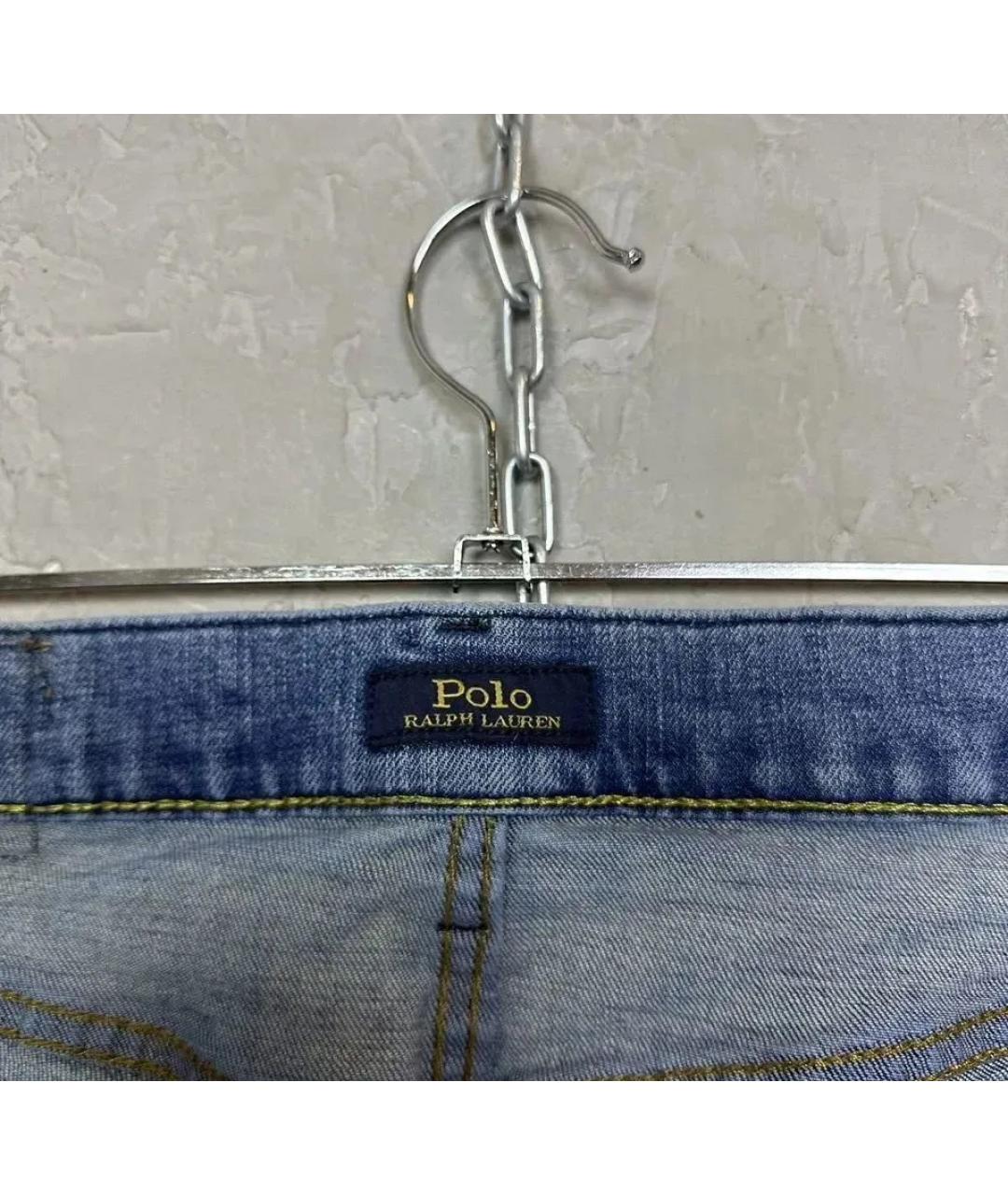 POLO RALPH LAUREN Синие хлопко-эластановые джинсы скинни, фото 8