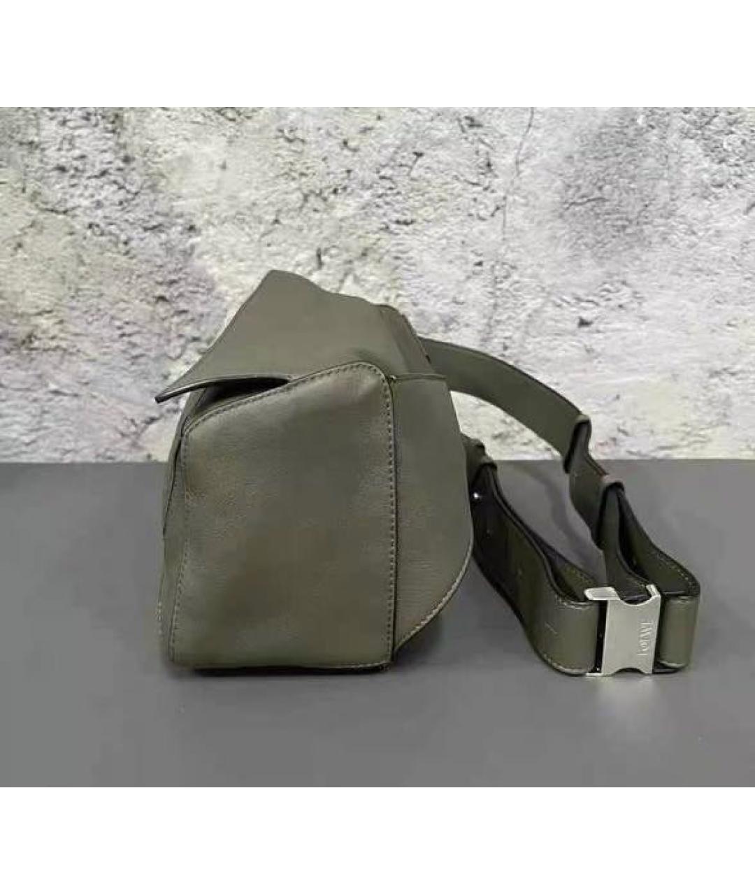 LOEWE Зеленая кожаная поясная сумка, фото 4