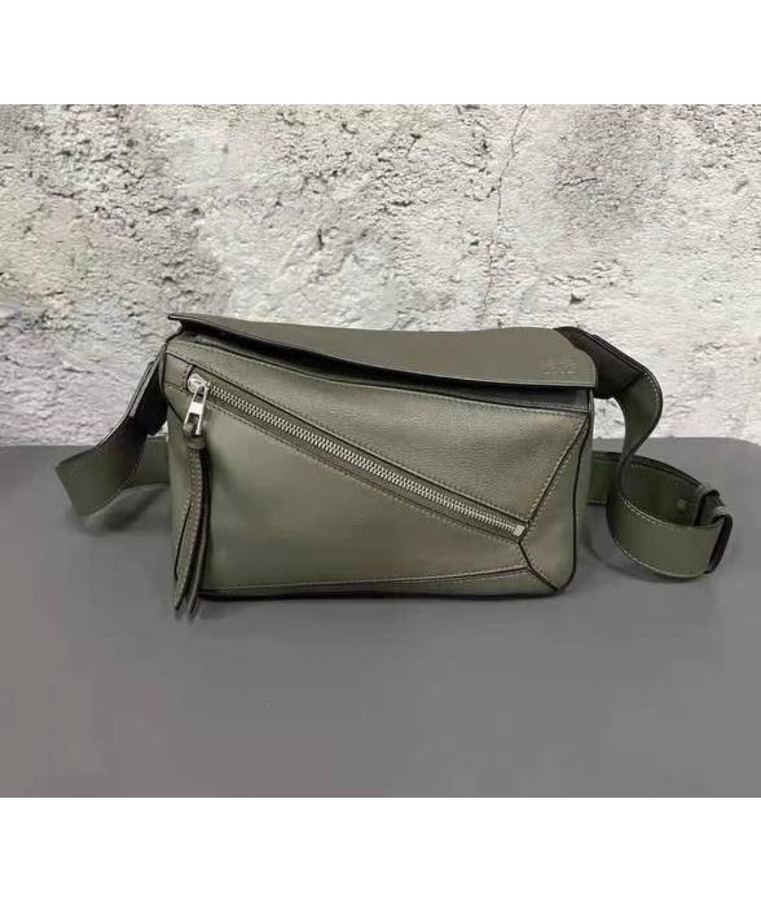 LOEWE Зеленая кожаная поясная сумка, фото 2