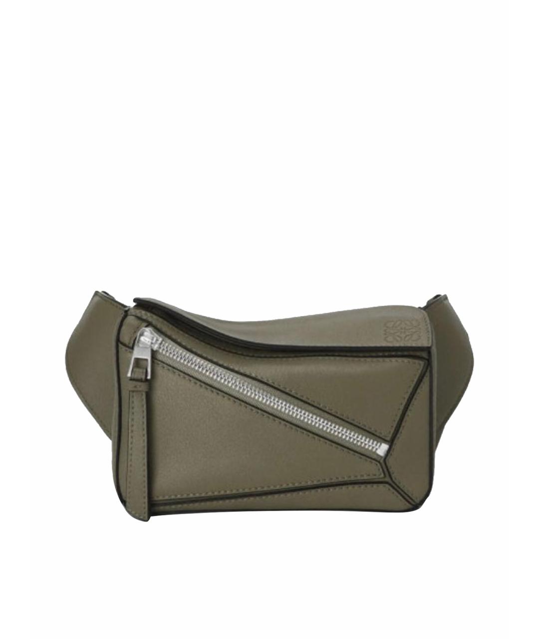 LOEWE Зеленая кожаная поясная сумка, фото 1