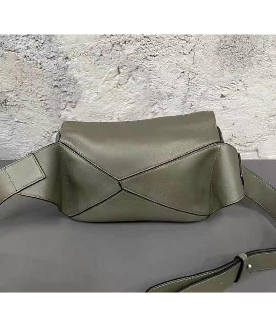 LOEWE Зеленая кожаная поясная сумка, фото 7