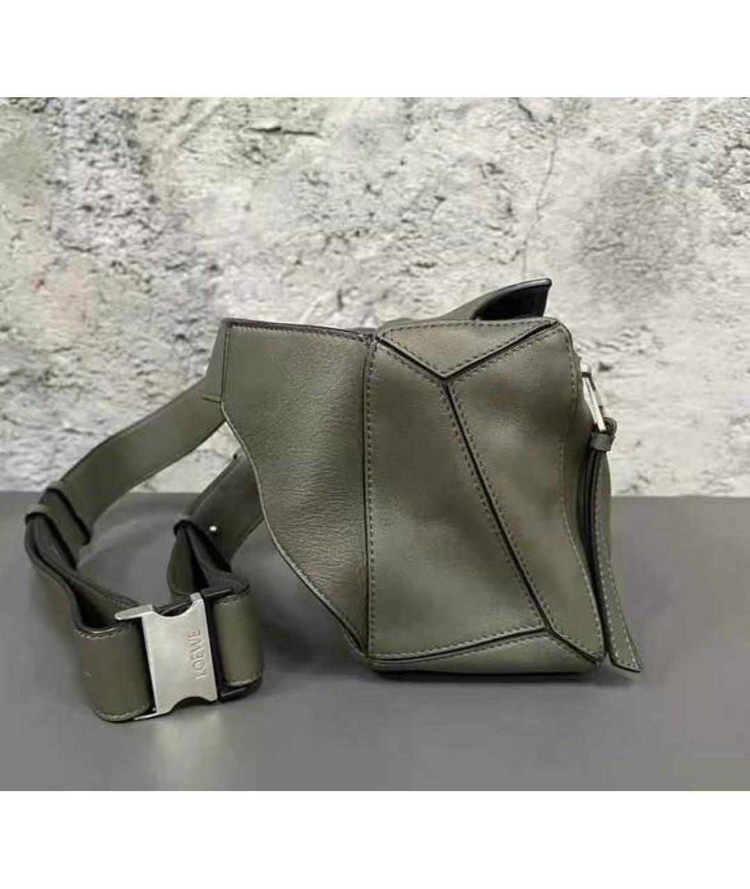 LOEWE Зеленая кожаная поясная сумка, фото 3