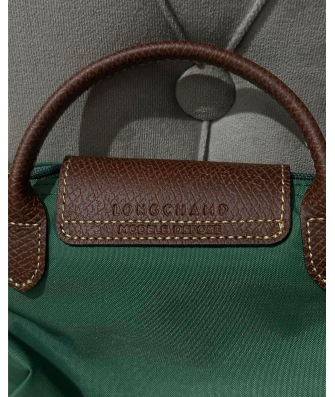 LONGCHAMP Зеленая тканевая сумка с короткими ручками, фото 5