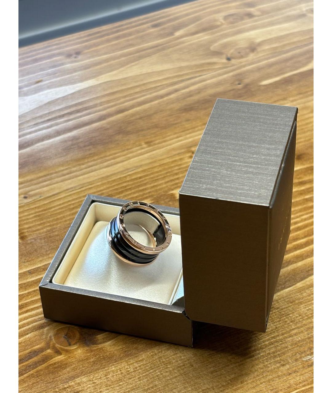 BVLGARI Черное кольцо из розового золота, фото 3